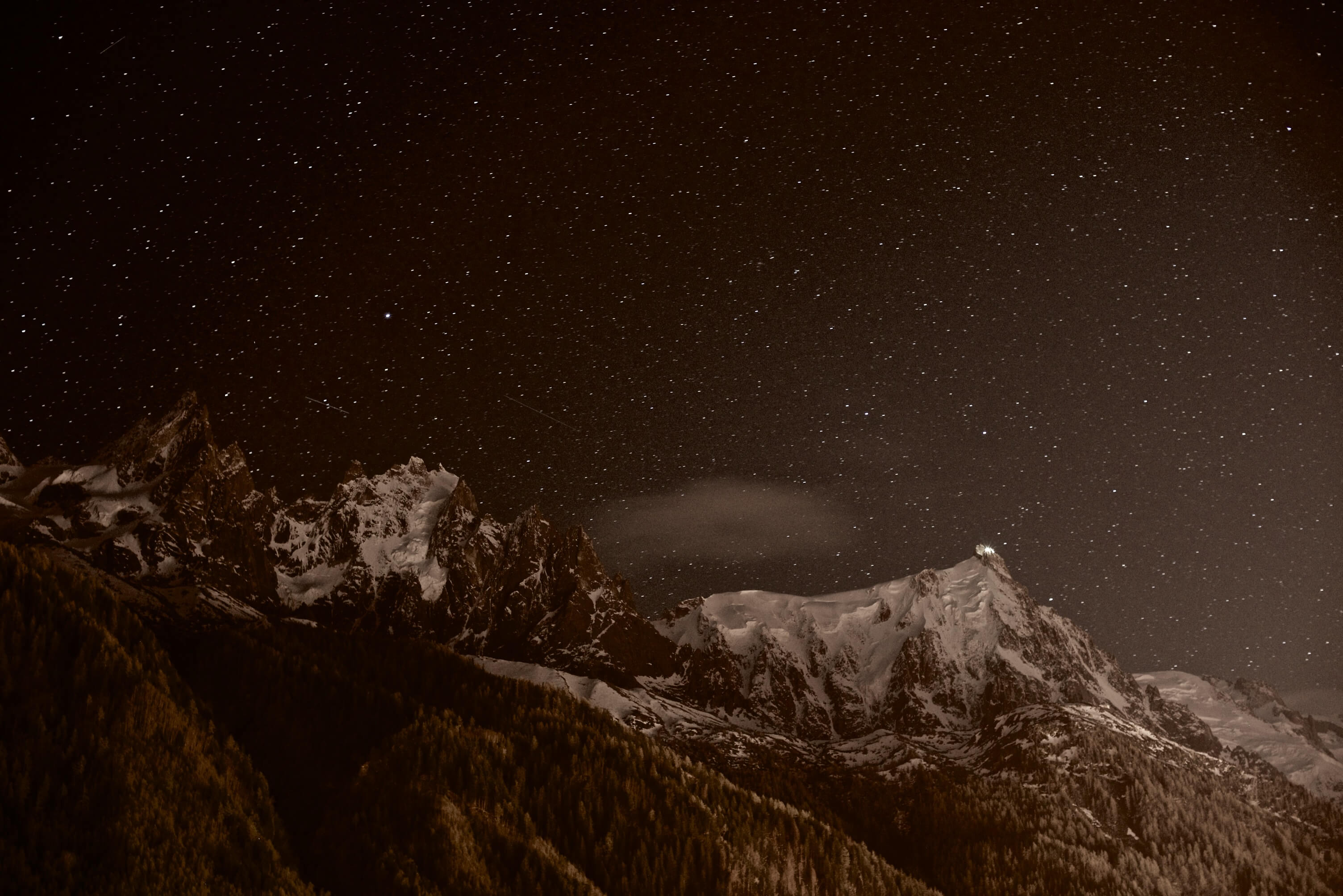 Aiguille du Midi at night