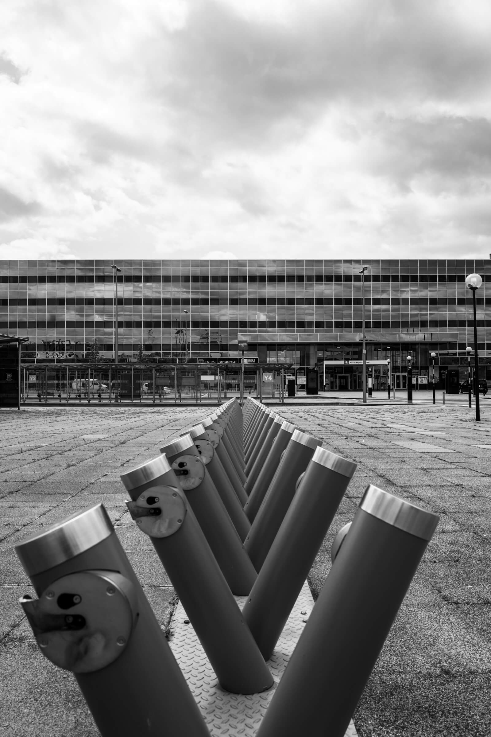 Empty cycle lockers at the train station