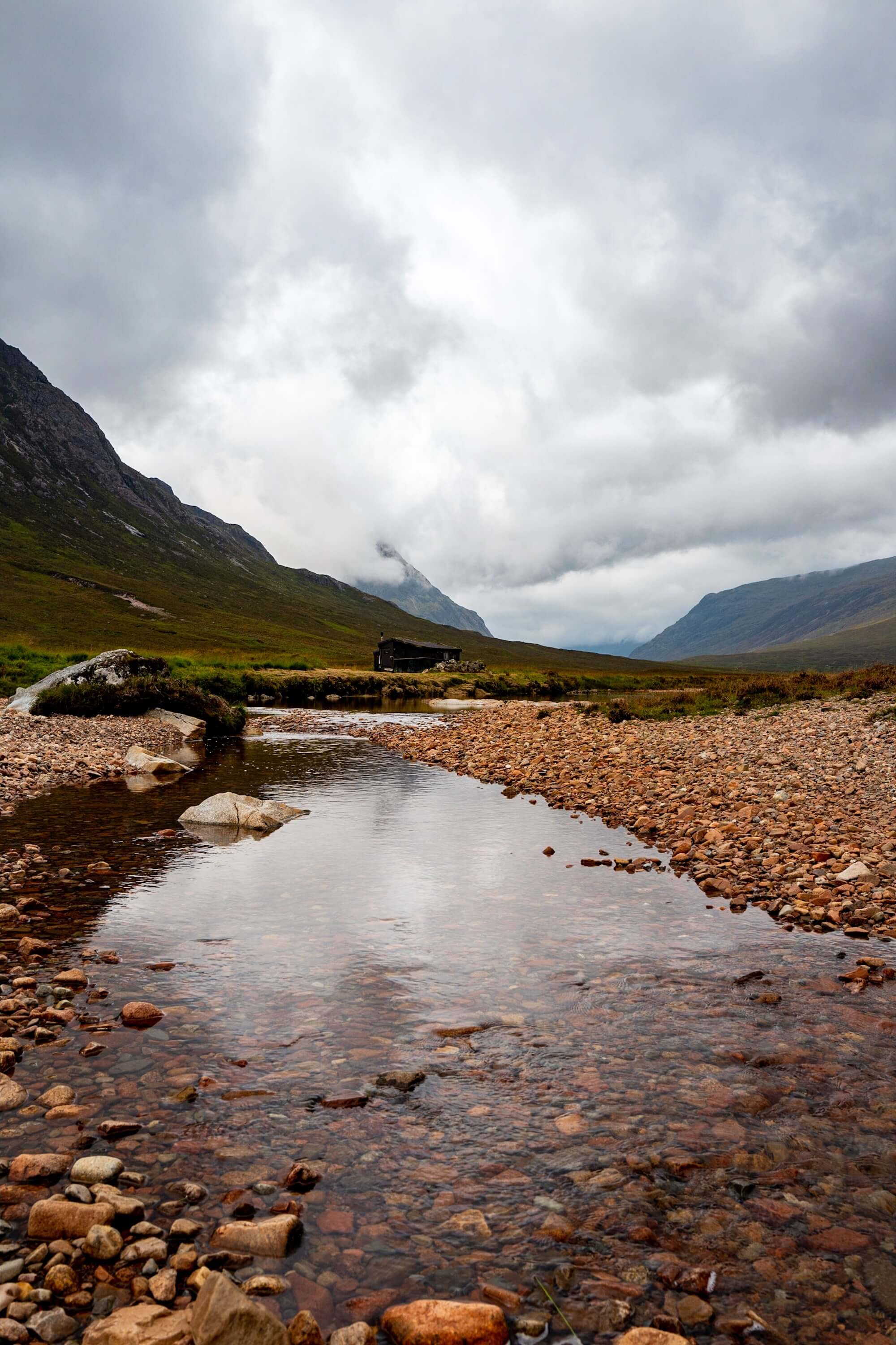 River alongside the road at Glencoe