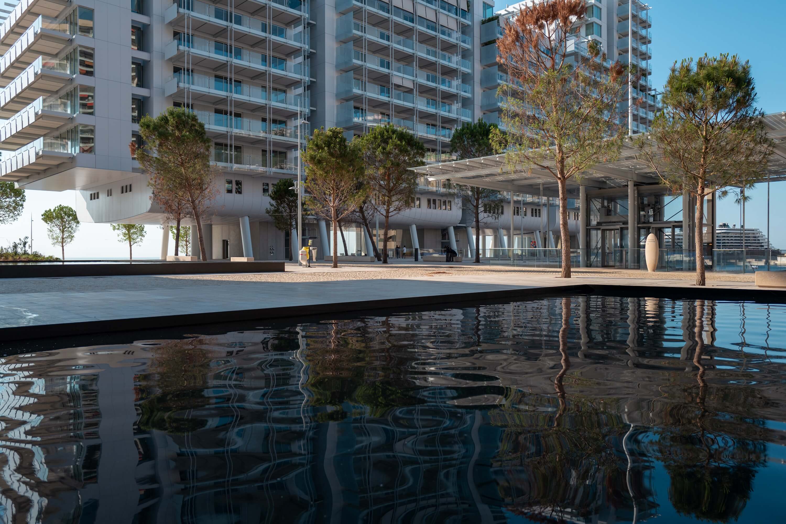 A pool at the urban side of the residences