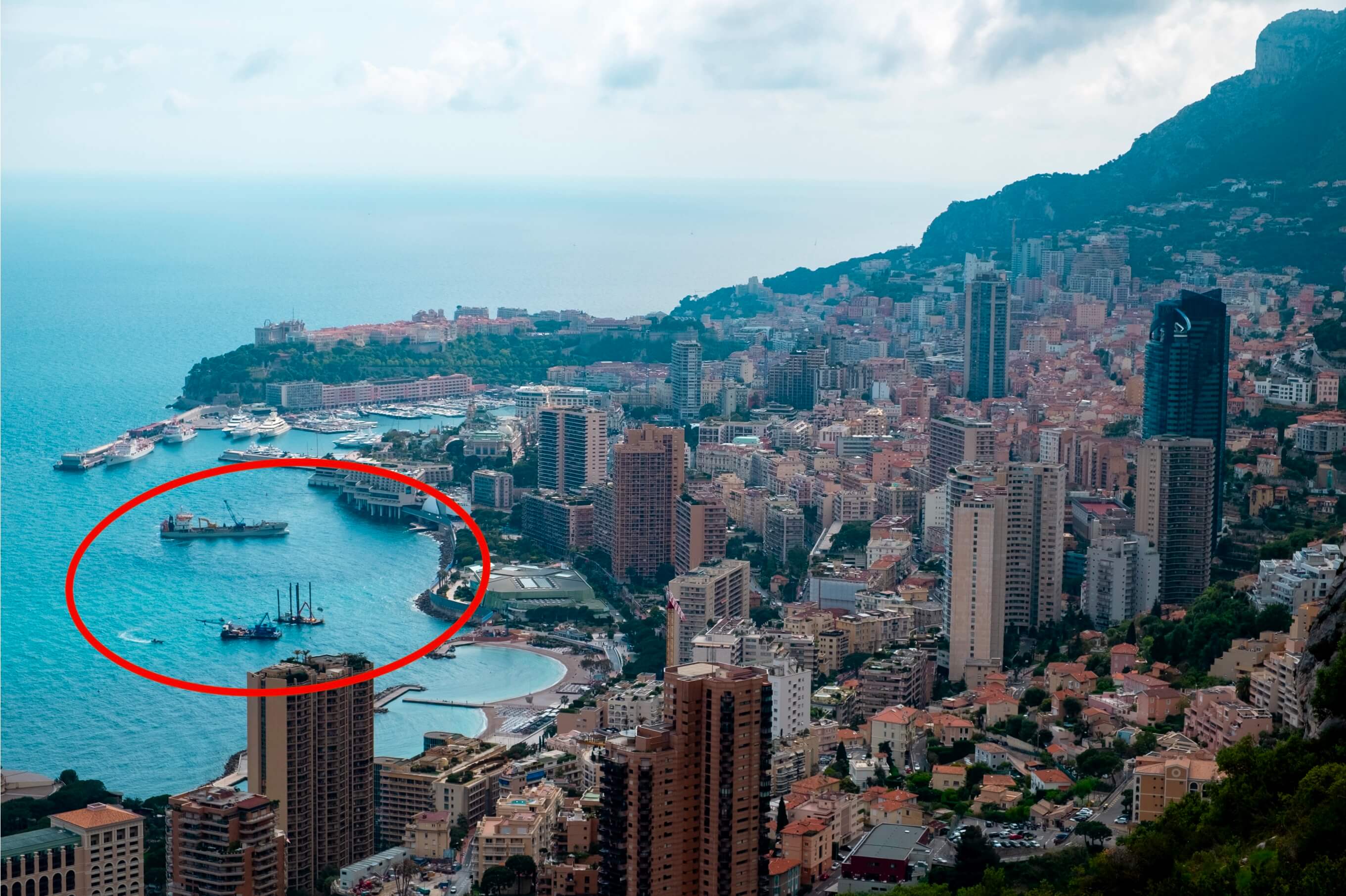 A photo from 2017 showing the start of the development on the shoreline