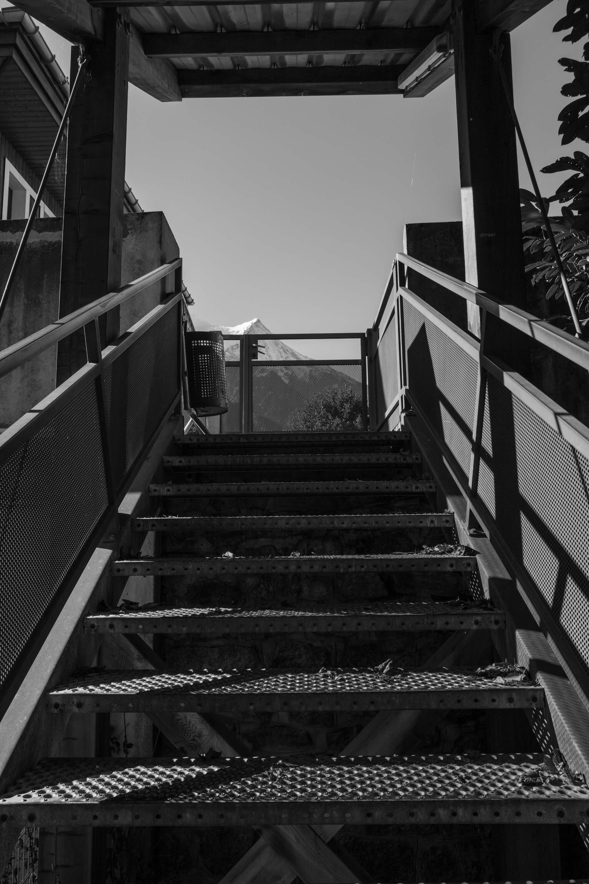 Stairs leading up to the mountain