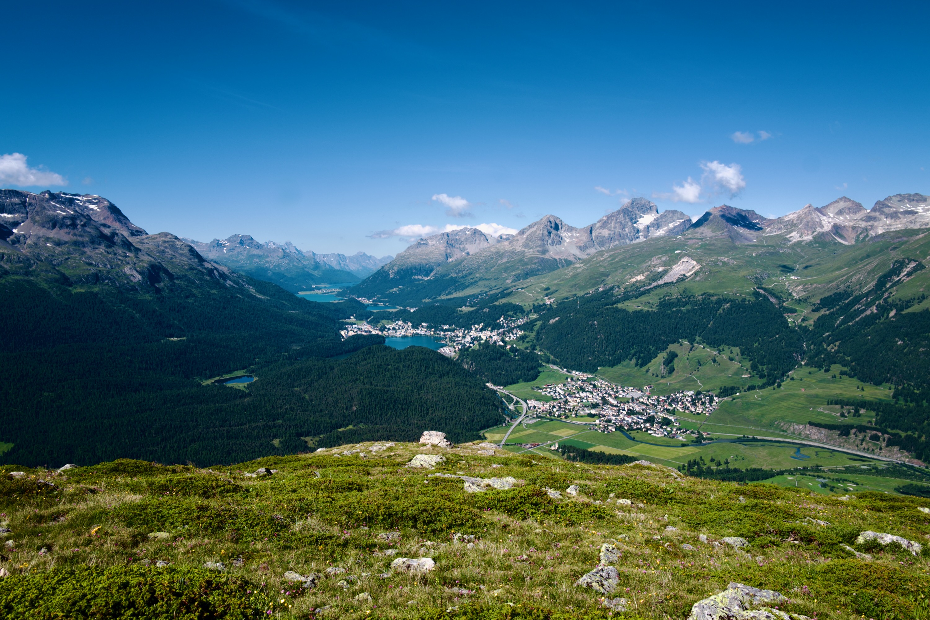 View of Celerina and St Moritz