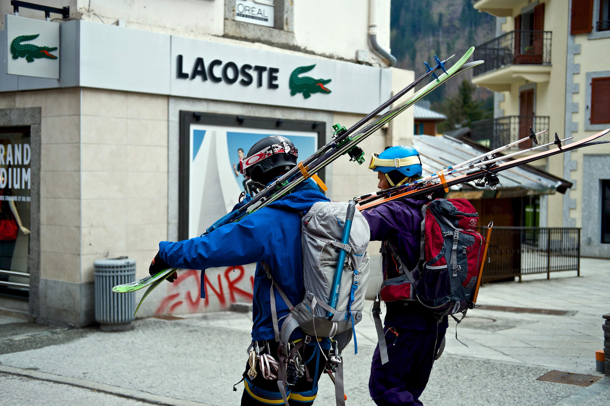 Skiers in Chamonix