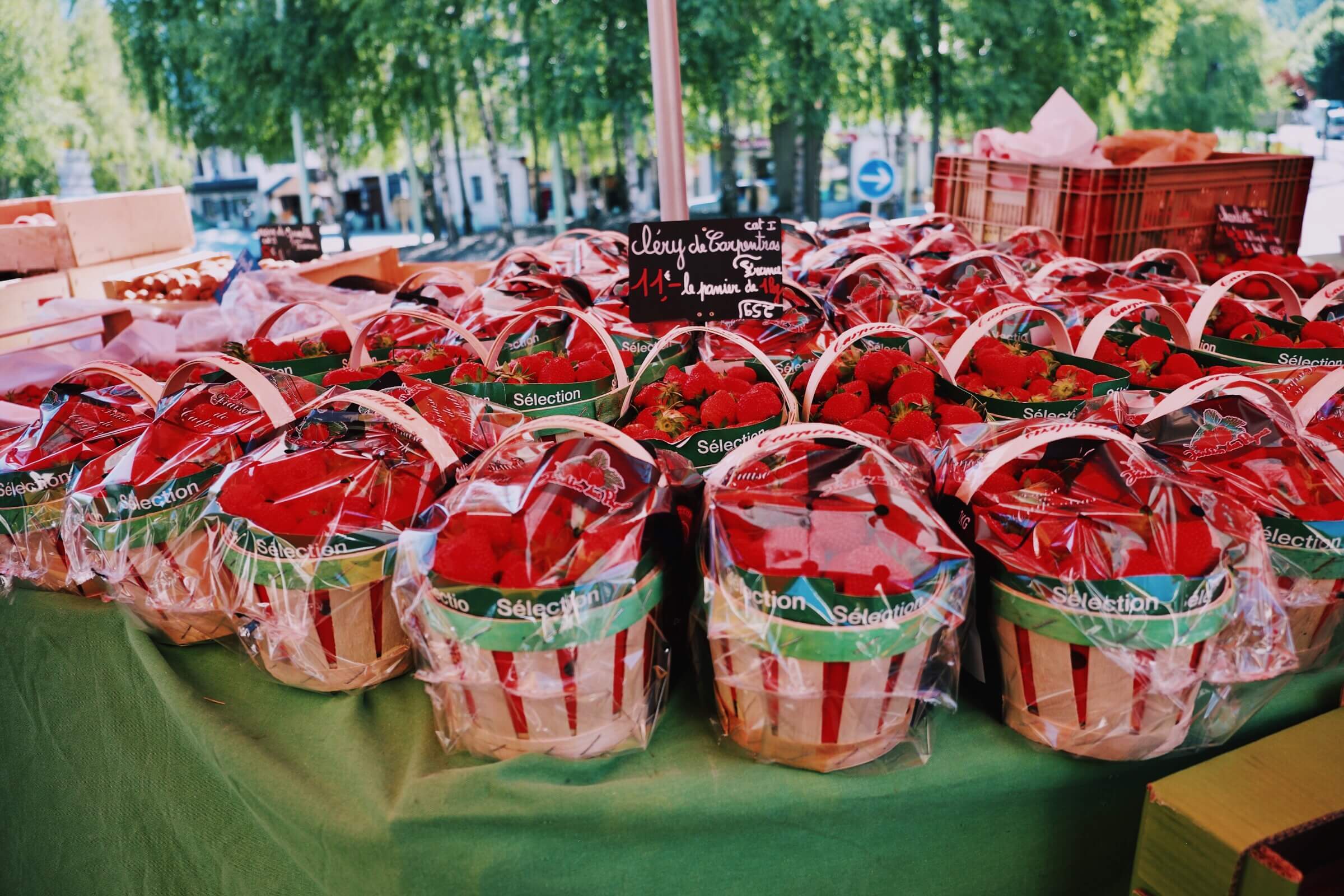 Strawberries for sale at Chamonix Market