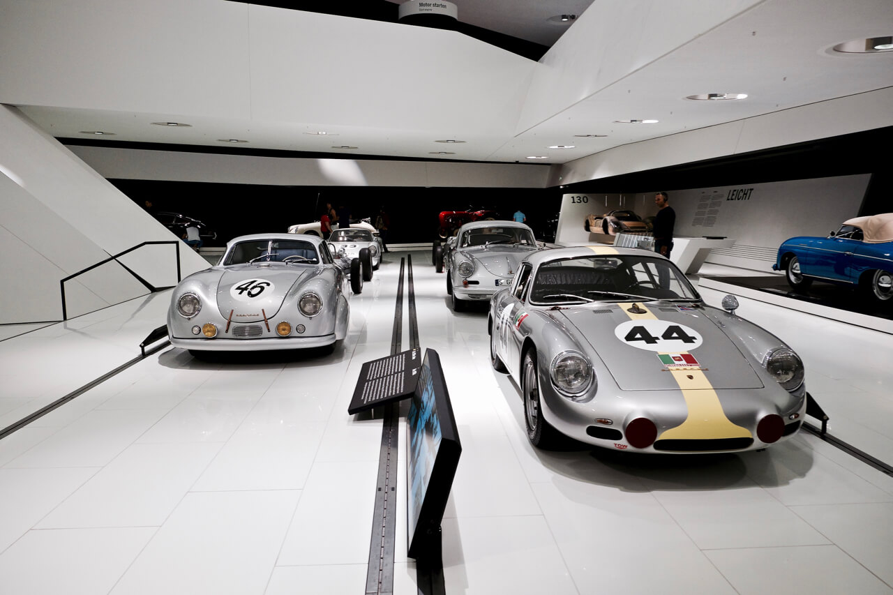 Silver Porsche Inside the museum