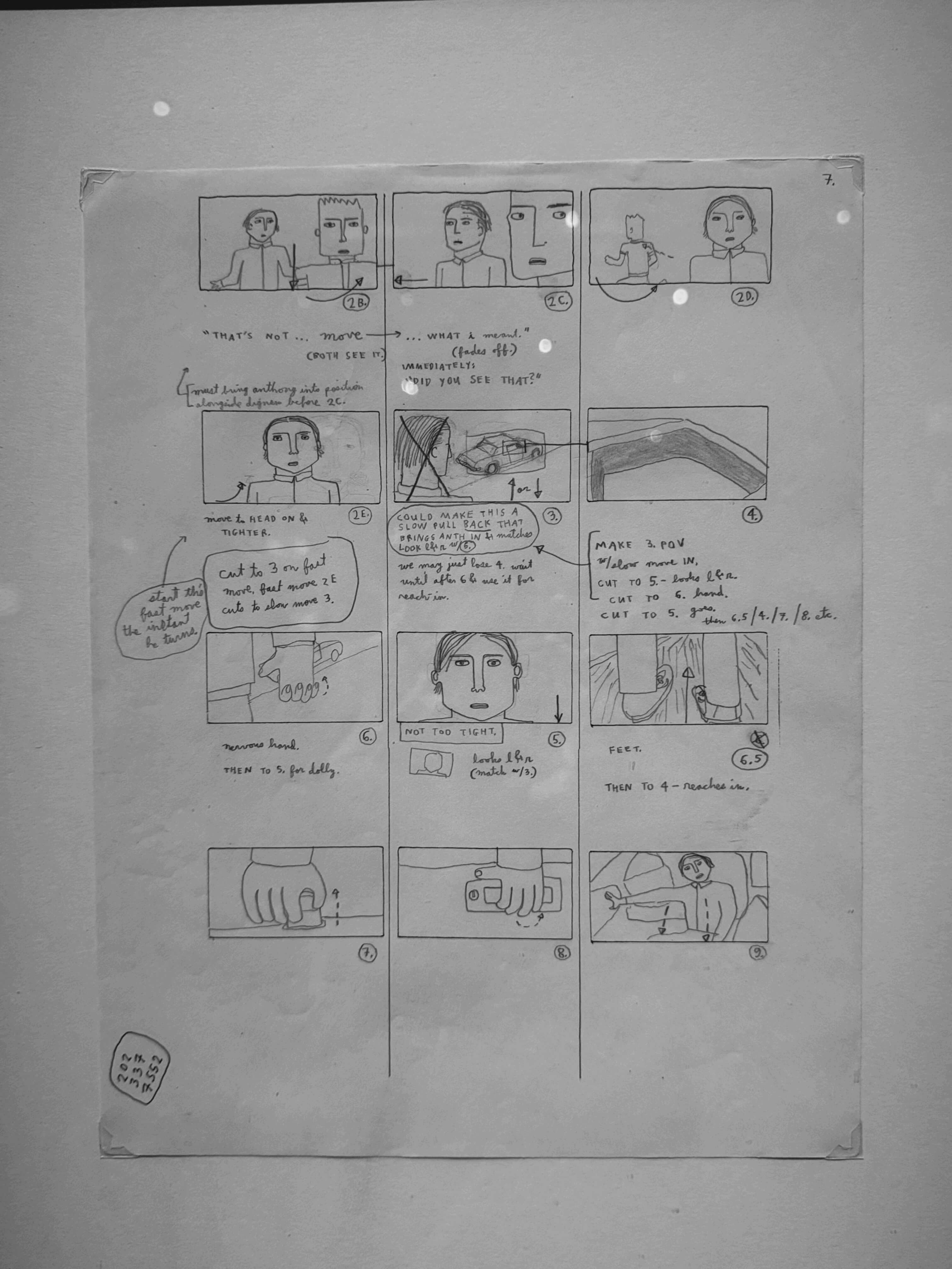 Annotated storyboard panels from Bottle Rocket